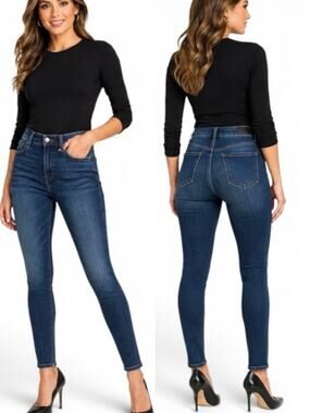 J Brand High Rise Super Skinny Jeans 25 Blue Stretch Dark Wash Ankle 31 Inseam